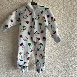 Carter’s Vintage Infant Bear Balloons Pram Suit White One‎ Piece Size 0-6 Months